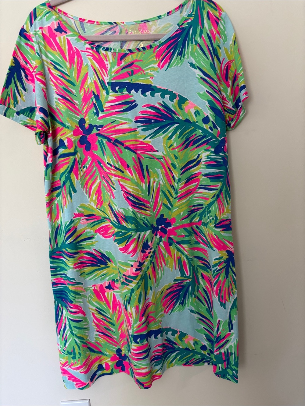 Lilly Pulitzer Tropical Palm Shift Dress in Aqua, Pink & Green